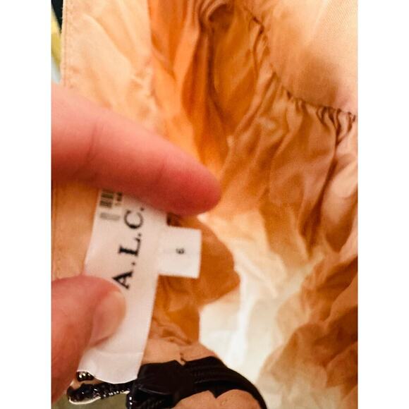 A. L. C. Multicolored Cotton Tan White Halter Neck Maxi Dress Size 6 - Picture 10 of 16